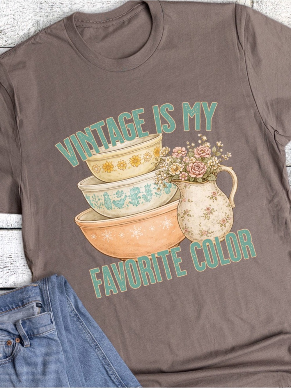 Vintage Is My Favorite Color Short Sleeve Tee - Brown